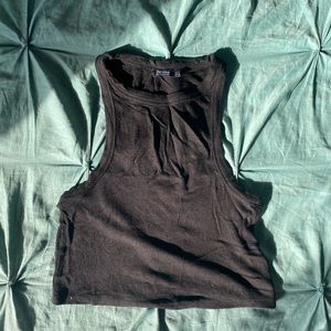 Black Ribbed Racerback Crop Top